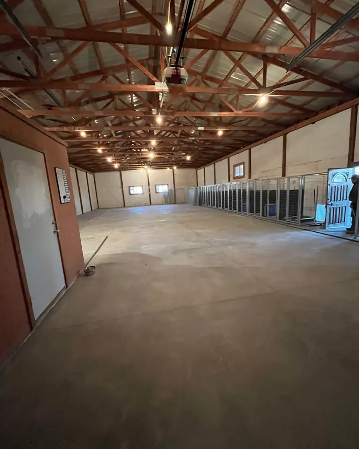 Smooth concrete floor inside a pole barn