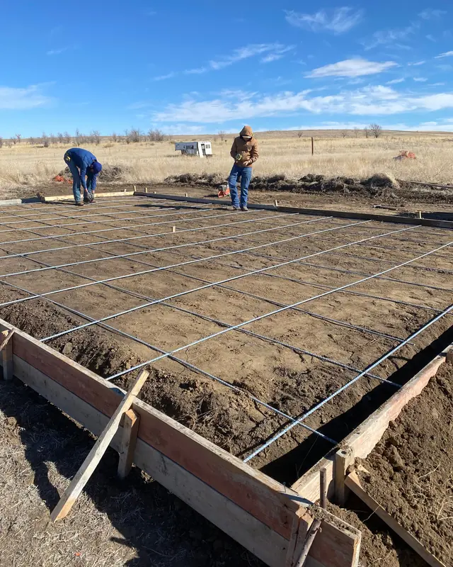 Forms and rebar for a slab