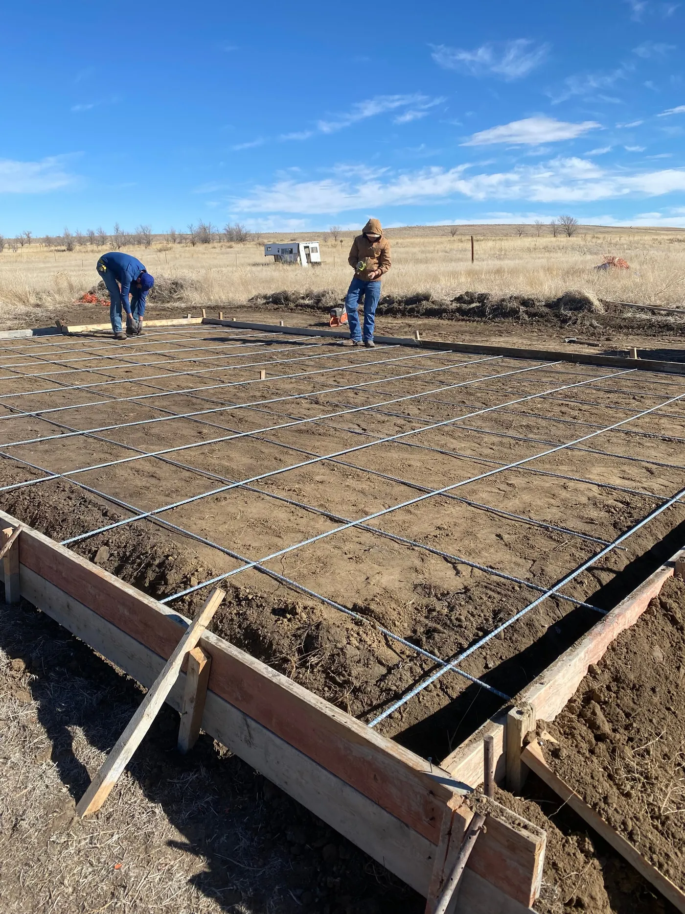 Forms and rebar on the plains
